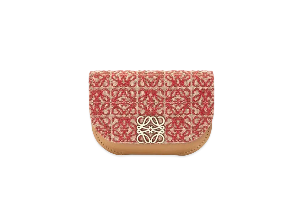 LOEWE Goya Cardholder In Anagram Jacquard And Calfskin "Red/Warm Desert"