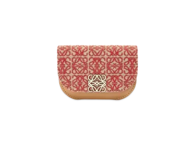 LOEWE Goya Cardholder In Anagram Jacquard And Calfskin "Red/Warm Desert"