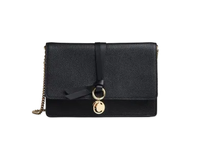 Chloe Alphabet Clutch Bag In Grained & Smooth Calfskin "Black"