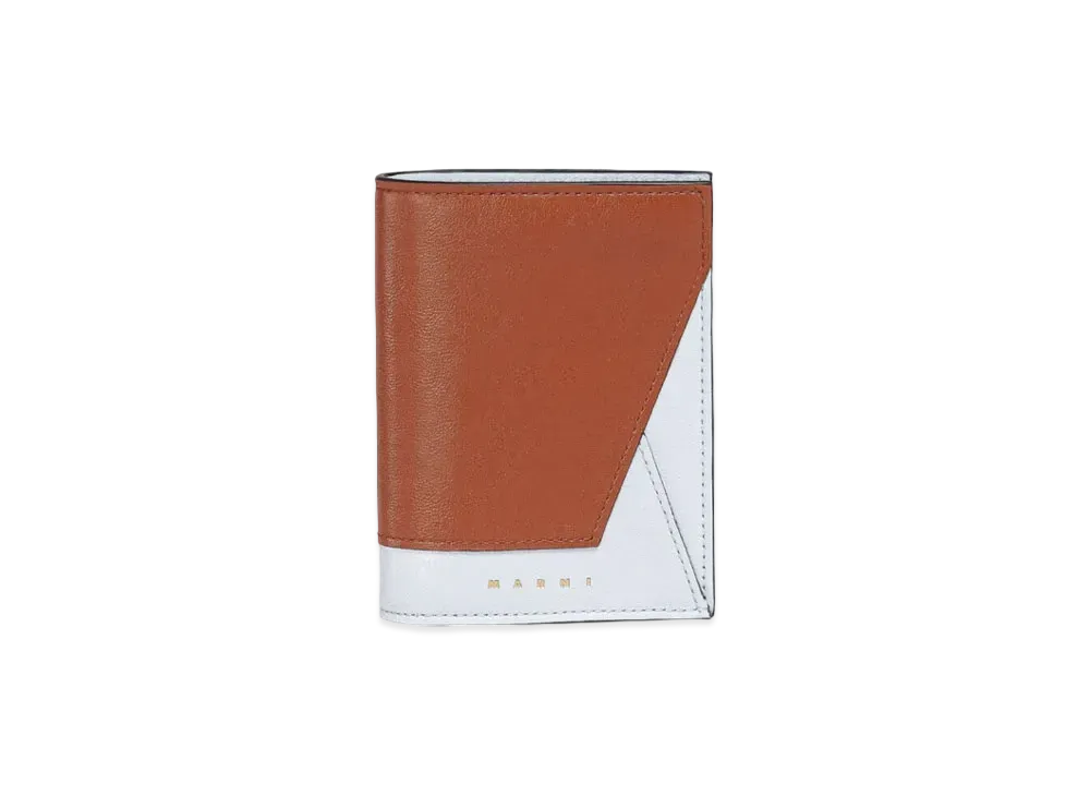 Marni Brown & White Tanble Leather Bi-Fold Wallet "Lust/Cloud"
