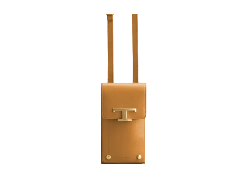 TOD'S T Timeles Leather Mobile Phone Holder "Brown"
