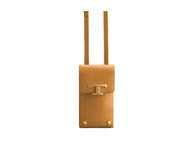 TOD'S T Timeles Leather Mobile Phone Holder "Brown"