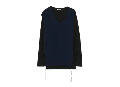 Yohji Yamamoto Pour Homme 30/-PLAIN STITCHES KNIT CS DOCKING V NECK "Navy"