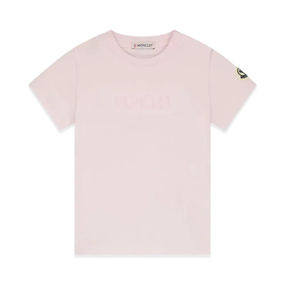MONCLER Kids Logo Embroidery T-Shirt "Pink"