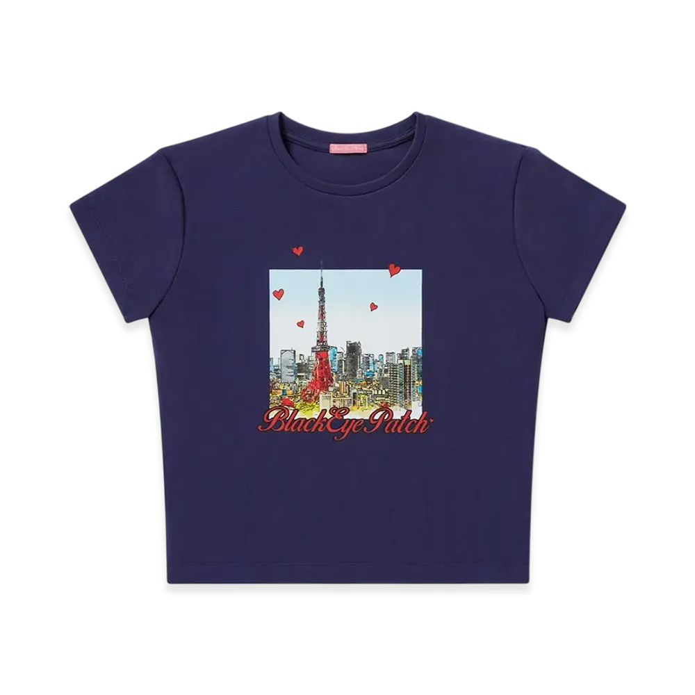 Blackeyepatch Tokyo Sketch Baby Tee "Navy"