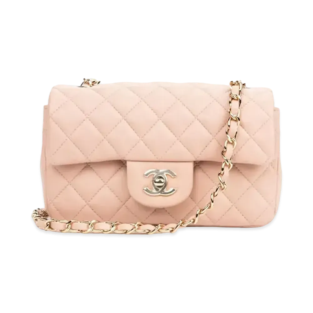 CHANEL Mini Matelasse Single Flap Lambskin "Pearl Pink/Gold"