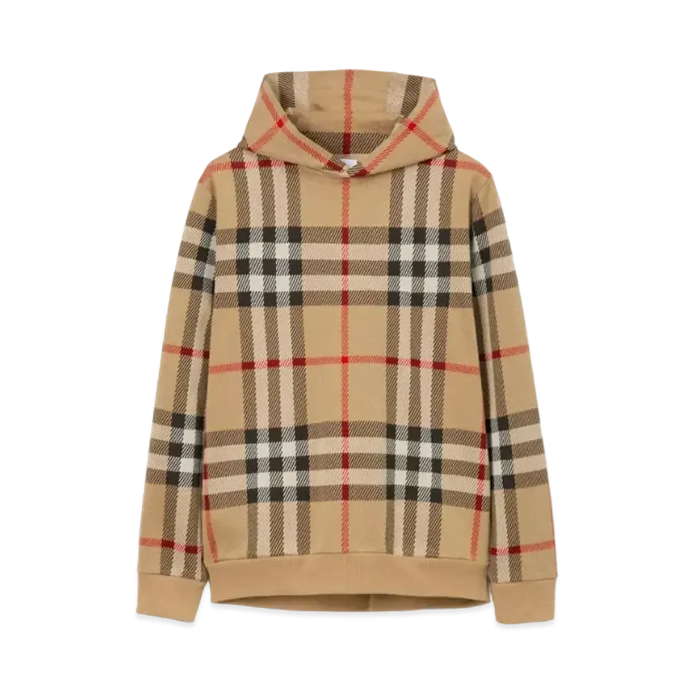 Burberry Men's Check Cotton Jacquard Hoodie "Archive Beige"