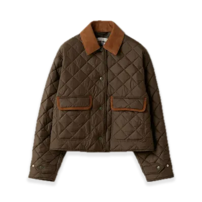 MIU MIU Quilted Technical Pongee Blouson Jacket "Khaki"