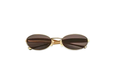 Bottega Veneta Sardine Oval Sunglasses "Gold/Grey"