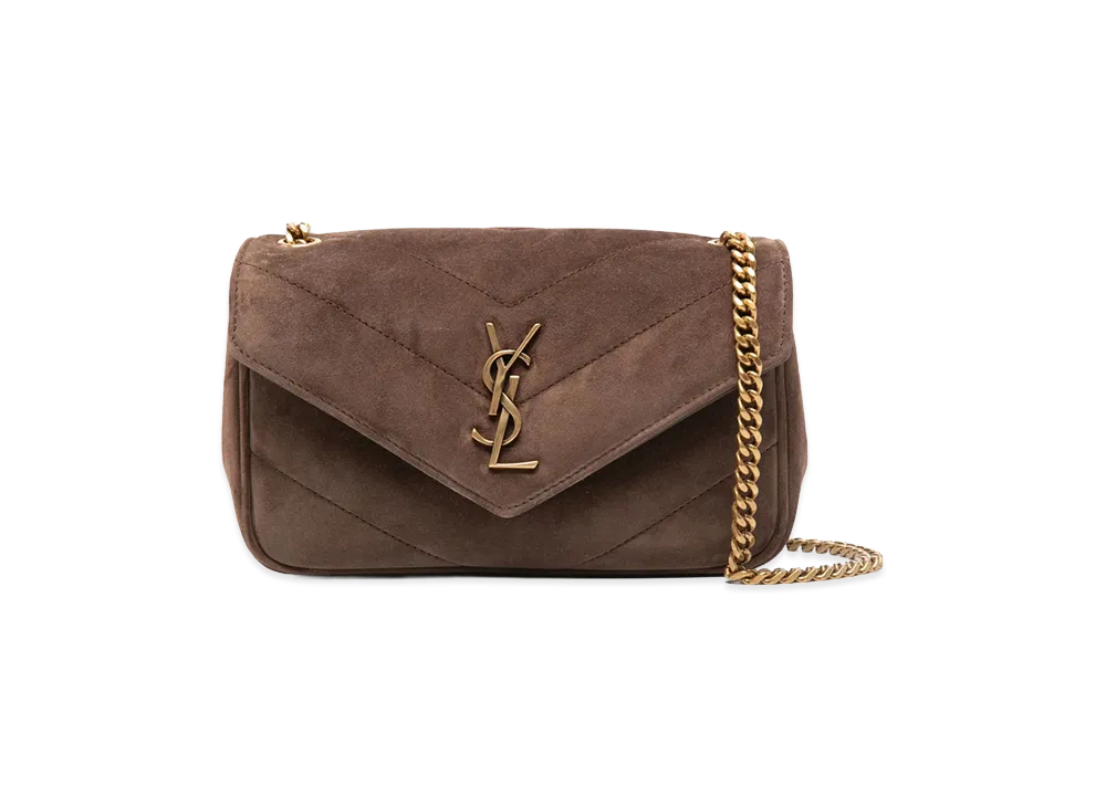 Saint Laurent Women's Loulou Mini Suede Shoulder Bag "Brown"