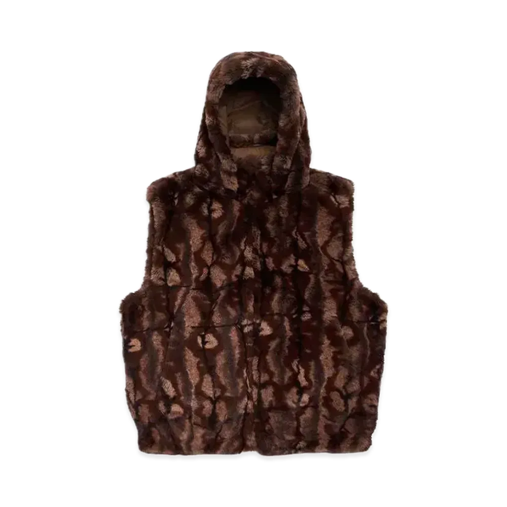 Supreme Faux Fur Hooded Vest "Brown"