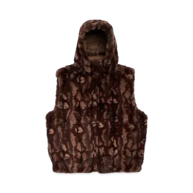 Supreme Faux Fur Hooded Vest "Brown"