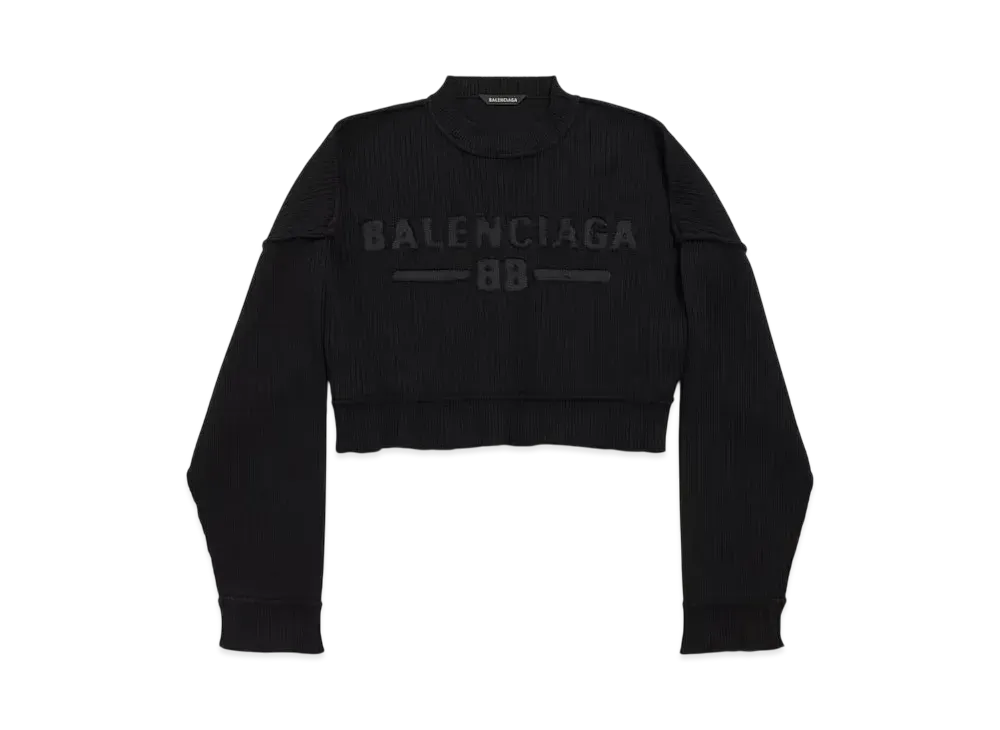 BALENCIAGA Women's New Year Series 25 - Cropped Crewneck Sweater "Black"