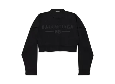 BALENCIAGA Women's New Year Series 25 - Cropped Crewneck Sweater "Black"