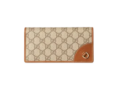 GUCCI GG Emblem Continental Wallet "Beige/Brown"
