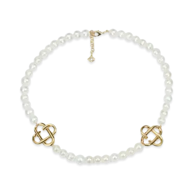 Casablanca Medium Pearl Logo Necklace "White"