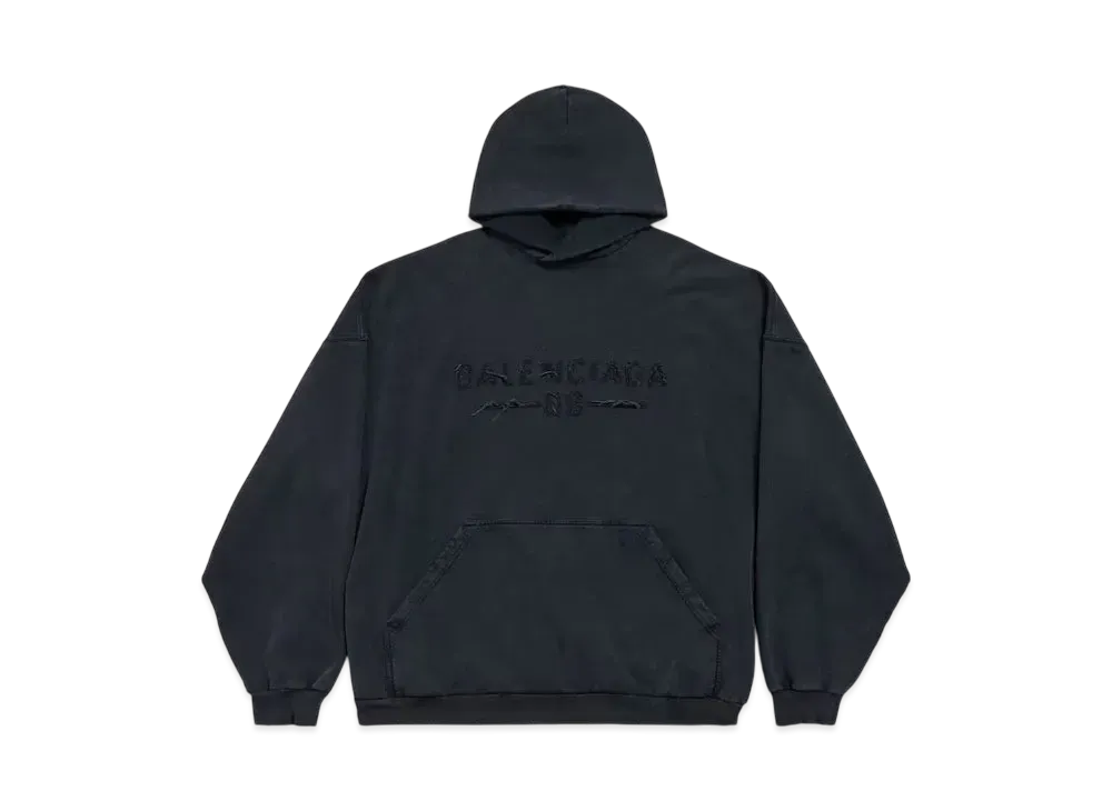 BALENCIAGA Men's New Year Series 25 - Zip-Up Hoodie Large Fit "Washed Black"
