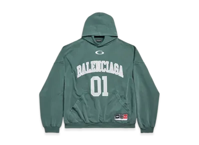 BALENCIAGA Basketball Hoodie Large Fit "Dark Green/Light Green"