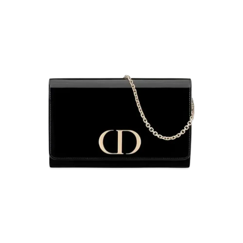 Dior Patent Leather 30 Montenyu Chain Wallet "Black"