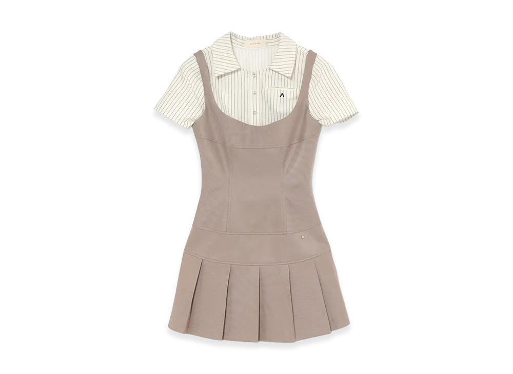 ANDMARY Women's Era Pleats Set Mini Dress "Beige"