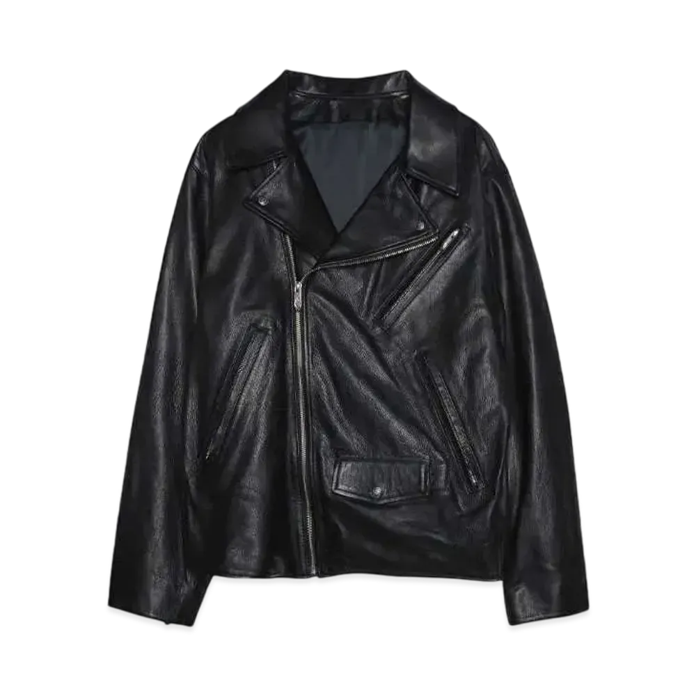 PORTER CLASSIC PC RIDERS JACKET W/LOVE &PEACE SILVER "BLACK"