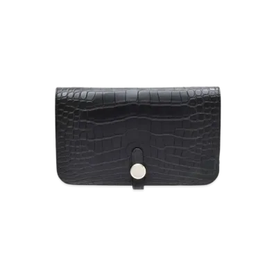 Hermes Dogon GM Crocodile Alligator Matte "Noir/Silver"