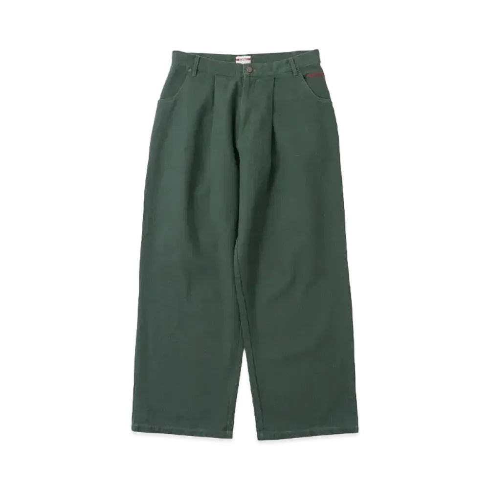 BADWAY 1tuck duck wide taperd pants "Khaki"