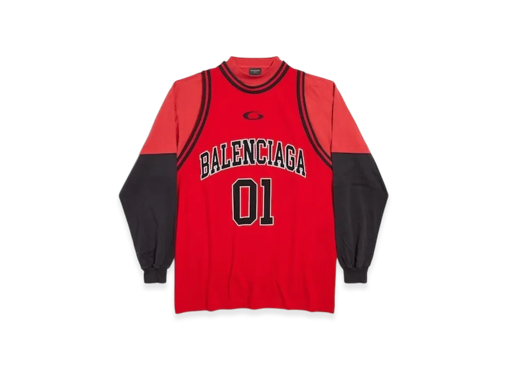 BALENCIAGA Basketball Series Layered Long Sleeve T-Shirt "Red"