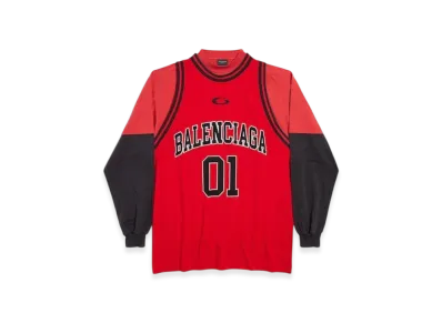 BALENCIAGA Basketball Series Layered Long Sleeve T-Shirt "Red"