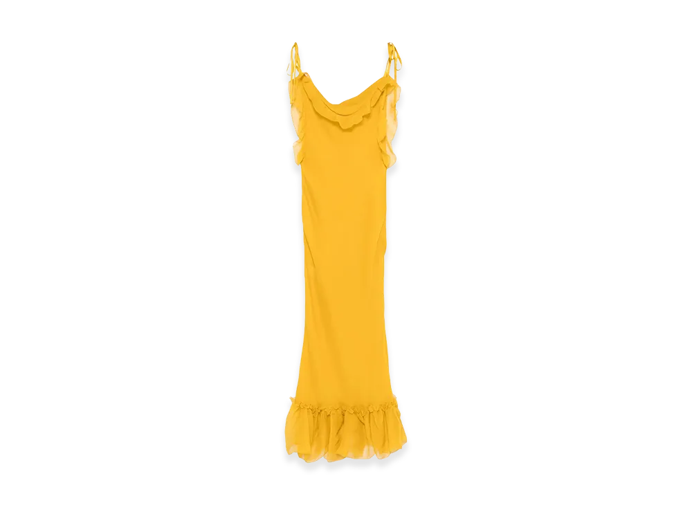 Saint Laurent Women's Mustard Crepe Dress "Yellow"