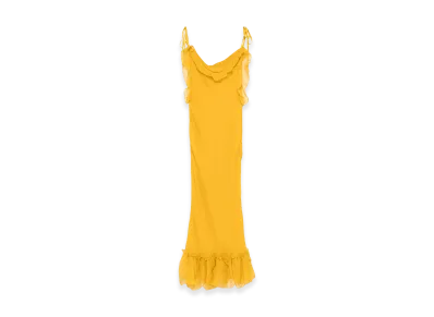 Saint Laurent Women's Mustard Crepe Dress "Yellow"