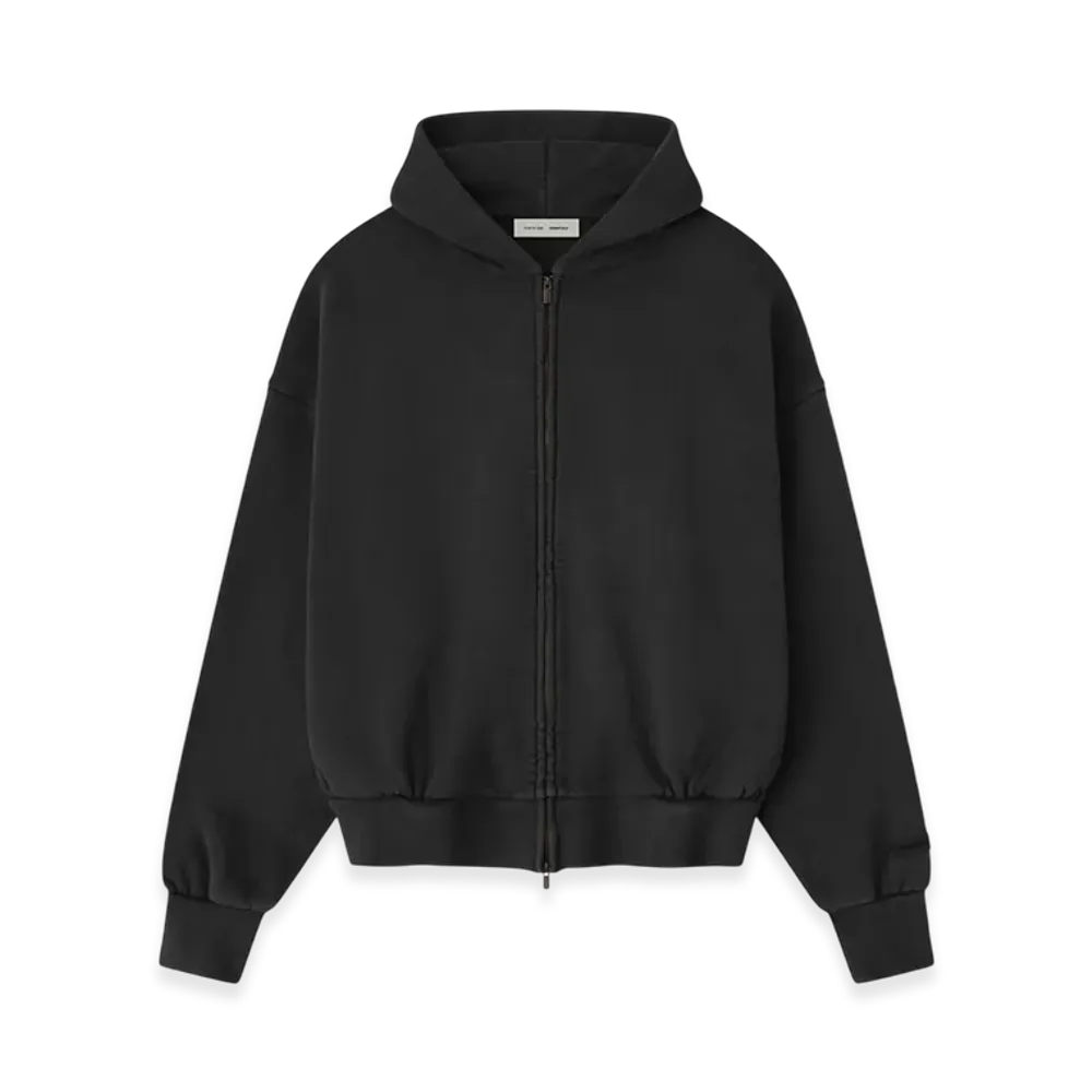 FEAR OF GOD ESSENTIALS Embroidered Classic Full Zip Hoodie "Vintage Black"