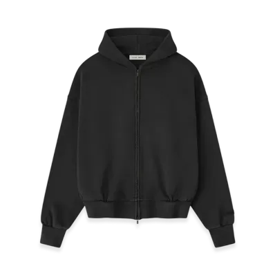 FEAR OF GOD ESSENTIALS Embroidered Classic Full Zip Hoodie "Vintage Black"
