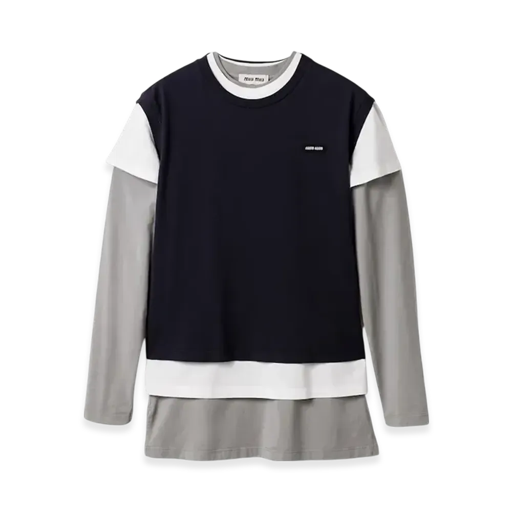 MIU MIU Women's Jersey T-Shirts (Set of 3) "White/Light Blue/Hematite"