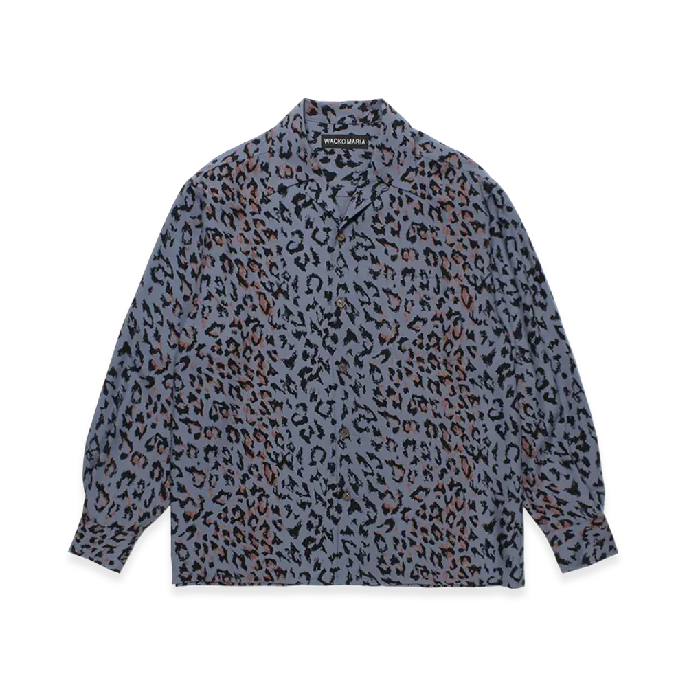 WACKO MARIA Leopard Open Collar Shirt "Light Purple"