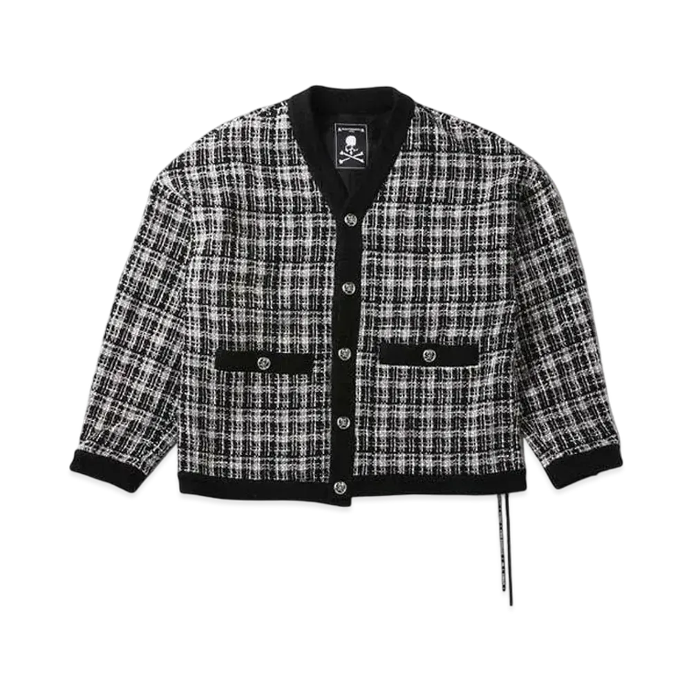 mastermind WORLD Tweed Cardigan "Black"