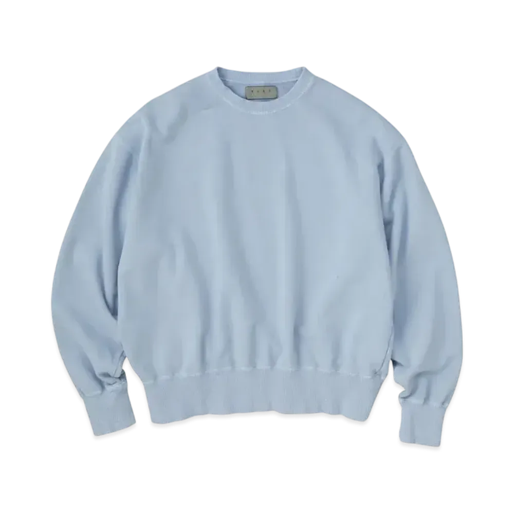 KURO Used Washed Crew Neck Sweat "Sky Blue"