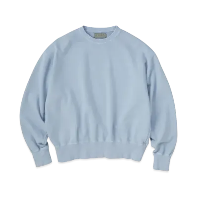 KURO Used Washed Crew Neck Sweat "Sky Blue"