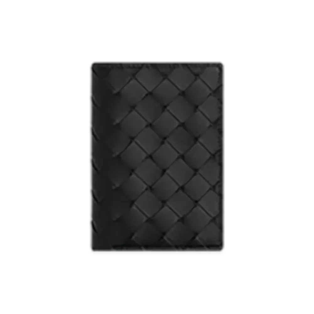Bottega Veneta Intrecciato Passport Case "Black/Madder Brown"