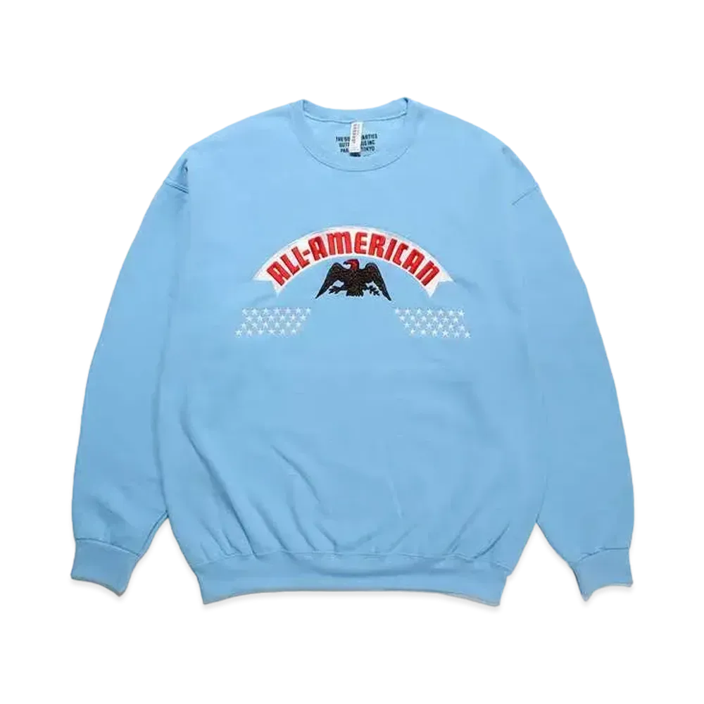 WACKO MARIA Crew Neck Sweat Shirt "Light Blue"