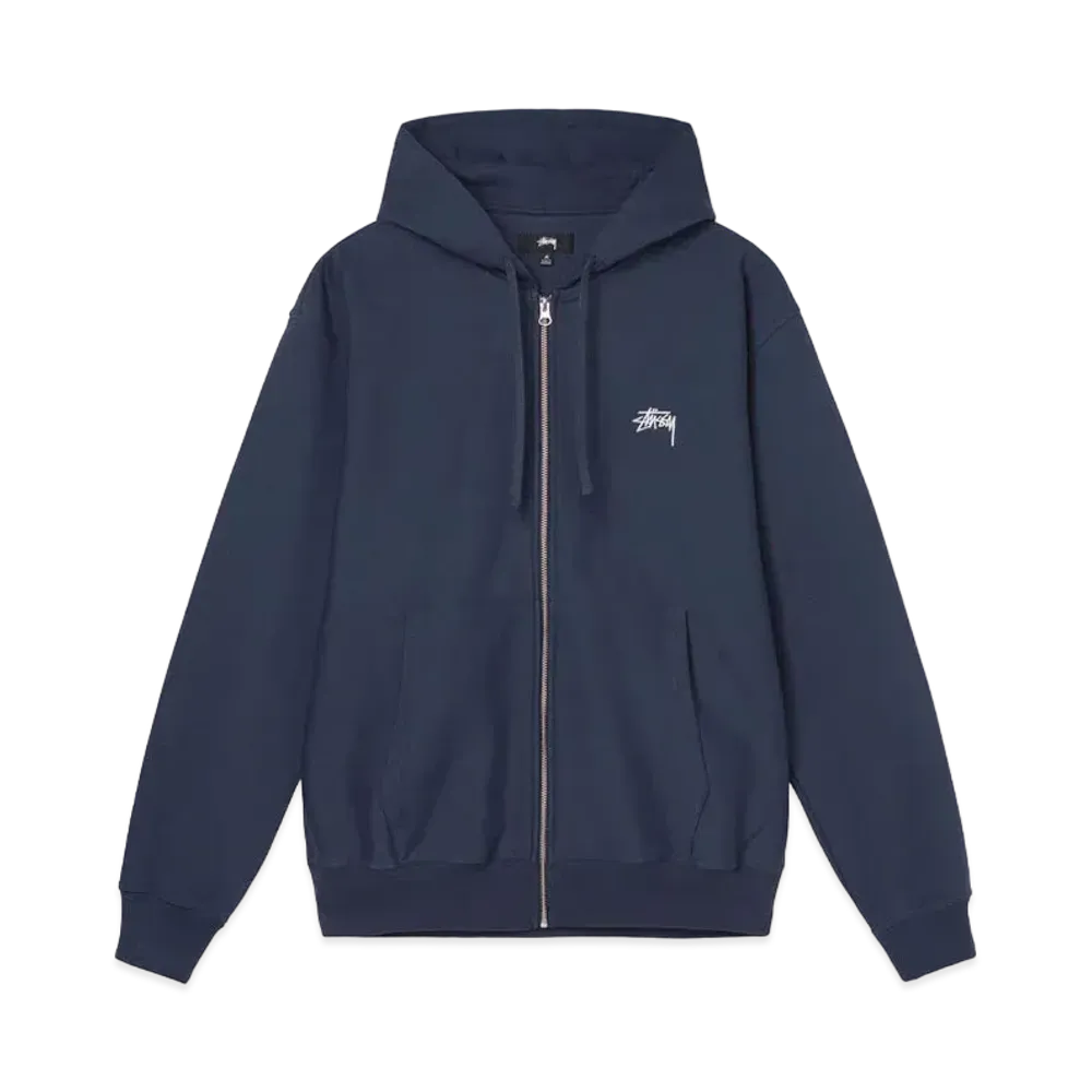 Stussy OVERDYED STOCK LOGO ZIP HOODIE "Navy"