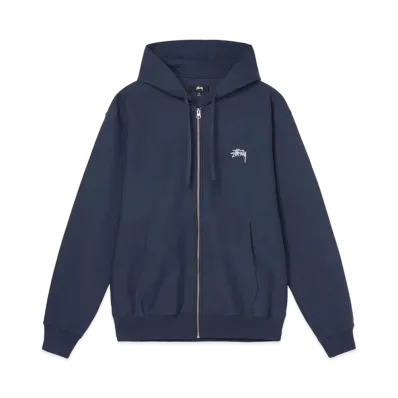 Stussy OVERDYED STOCK LOGO ZIP HOODIE "Navy"