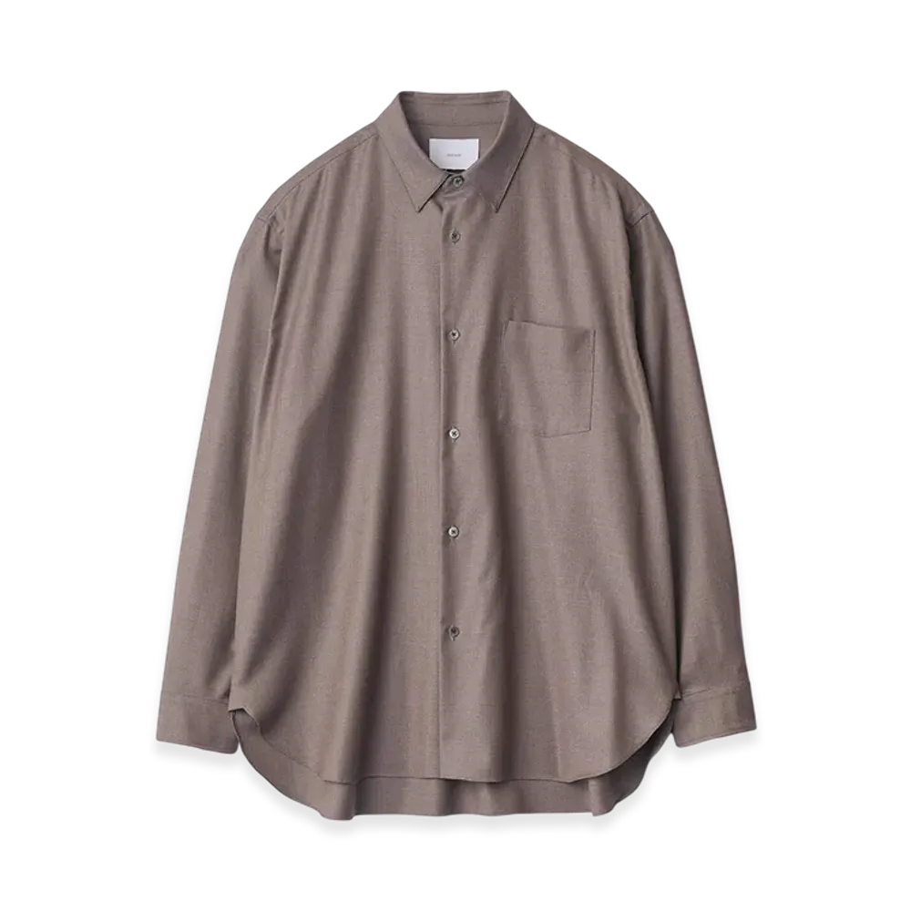 ssstein Extra Fine Wool Regular Collar Shirt "Greige"
