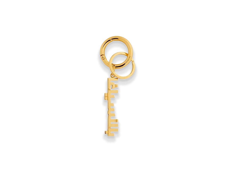 BALENCIAGA Typo Arabic Logo Key Ring "Gold"