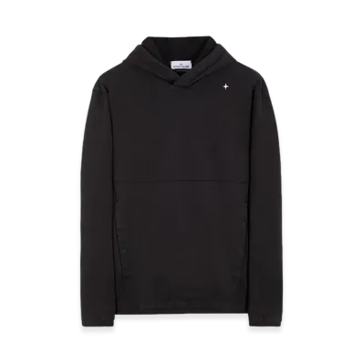 Stone Island 602G5 Stellina Super Stretch Cotton Fleece Hooded Sweatshirt - 23FW "Black"