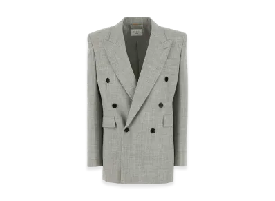 Saint Laurent Women's Grey Wool Blazer "Beige/Tan"