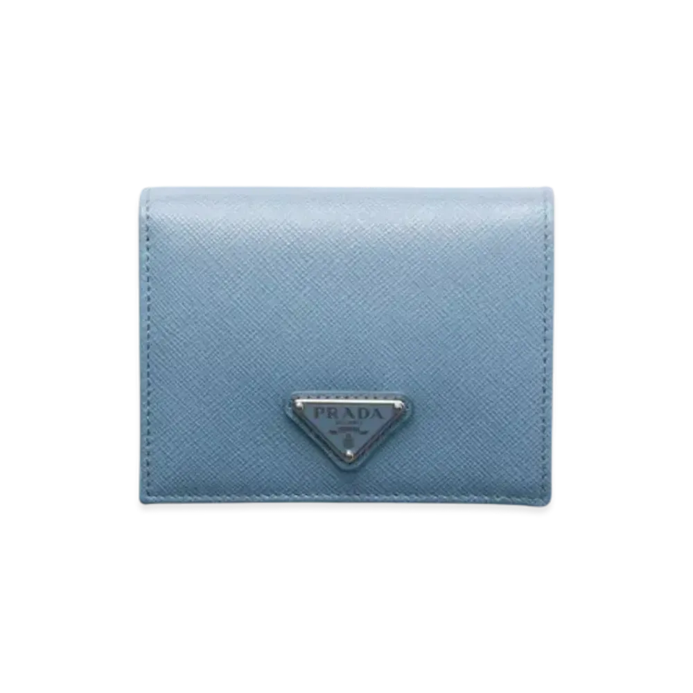 PRADA Small Saffiano Leather Wallet "Light Blue"