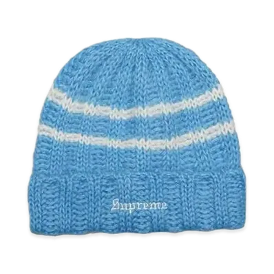 Supreme Brushed Stripe Beanie "Blue"