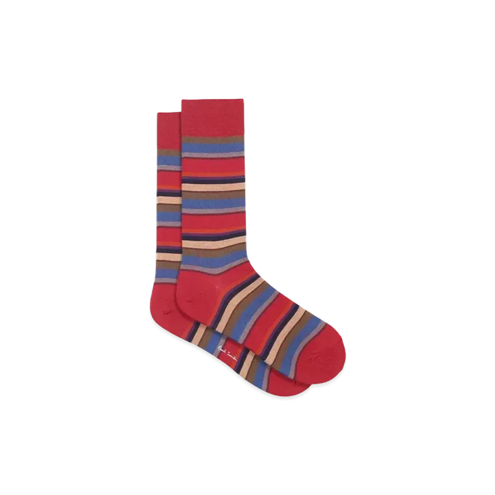 Paul Smith Random Border Socks "Red"