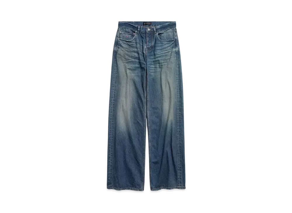 BALENCIAGA Women's Wide Leg Baggy Pants "Deep Blue"